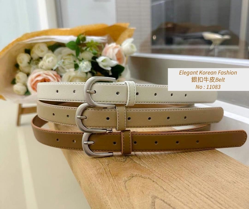#11083 銀扣牛皮Belt