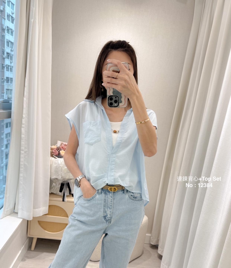 #12384   連鍊背心 + 雪紡Top Set
