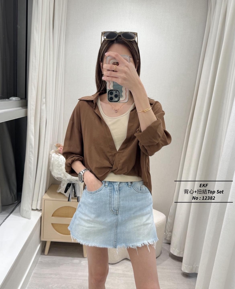 #12382  背心+扭結Top Set