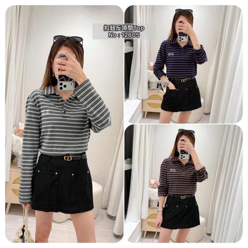 #12605 扣鈕反領間Top