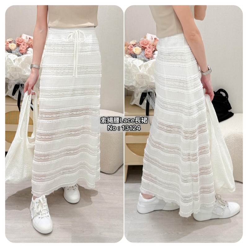 #13124  索繩腰Lace長裙