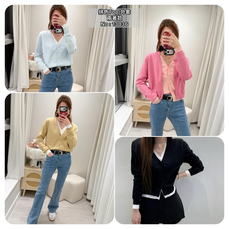 #13036 拼色Top / 外套