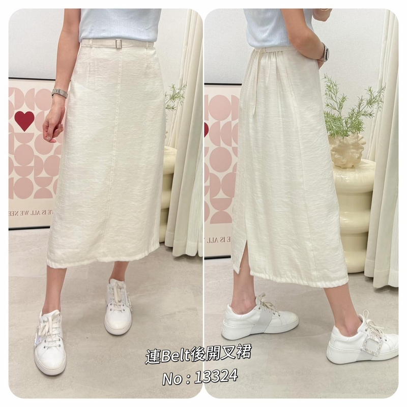 #13324  連Belt後開叉長裙