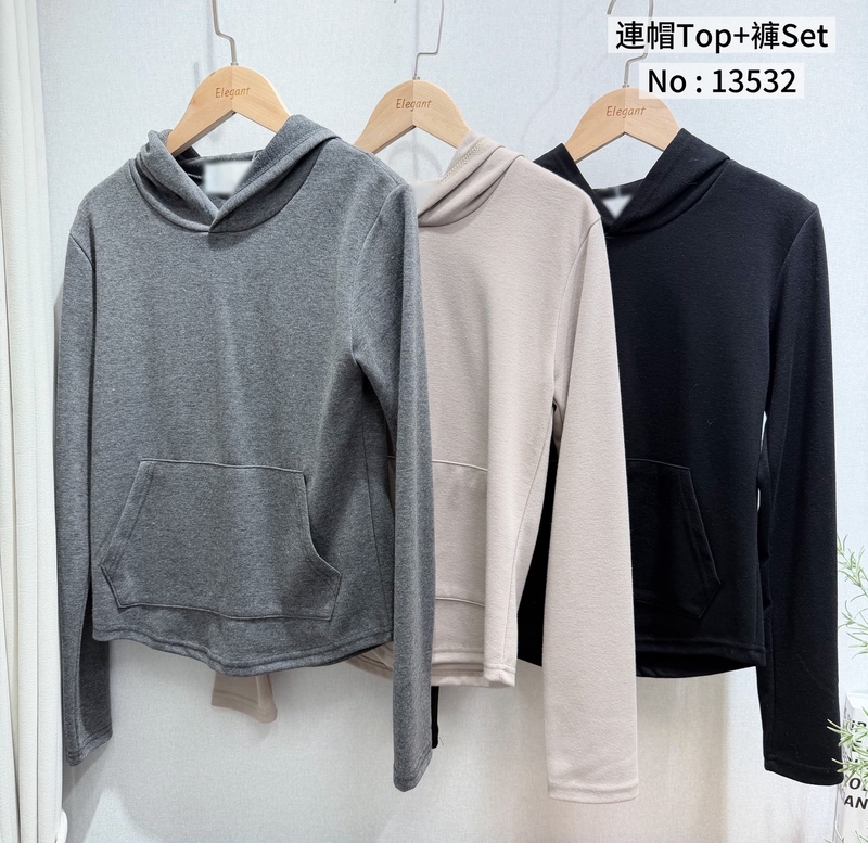 #13532 連帽Top+褲運動Set