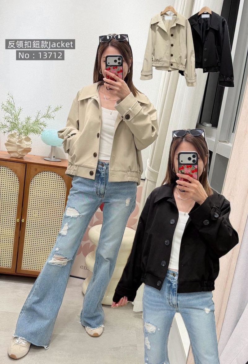 #13712  反領扣鈕款Jacket