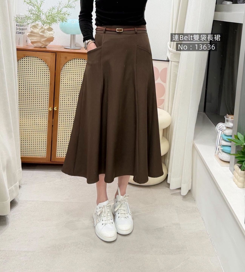 #13636 連Belt 雙袋長裙
