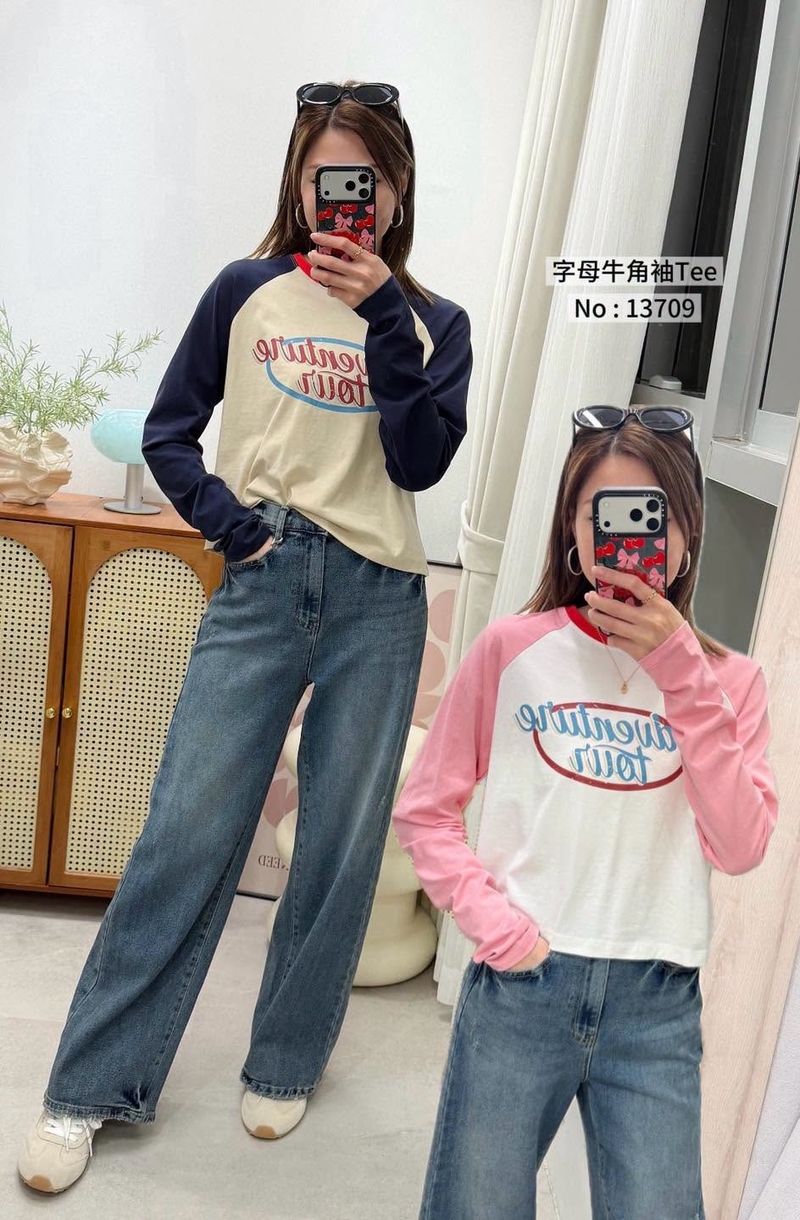 #13709  字母牛角TEE